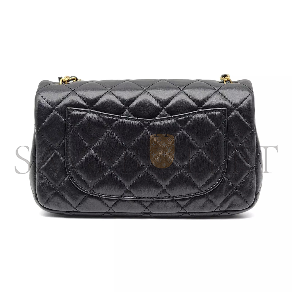 CHANEL MASTER GOLD BALL CHAIN FLAP BAG LARGE MINI BLACK (20*13*7cm)
